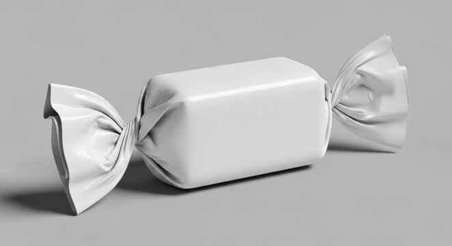 Illustration of white candy in blank wrapper
