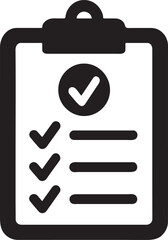 Silhouette health check icon showing clipboard with checklist for medical assessment design.