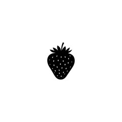 Strawberry silhouette , black and white illustration isolated on white background 
