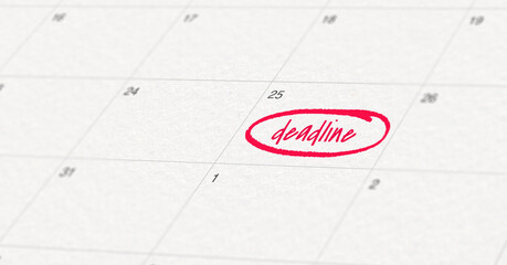 deadline marked on the calendar