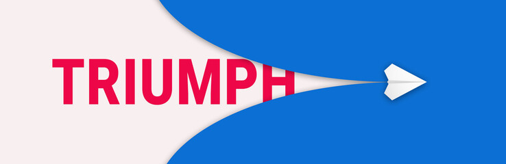 Triumph concept with paper plane