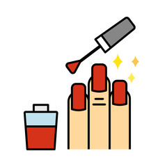 Nail polishing or manicure, with a hand having its nails painted red.