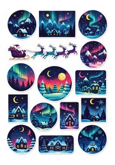 Serene Night Landscapes Featuring Charming Houses and Starry Skies