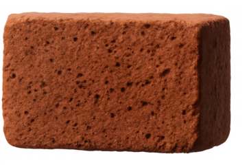 Clay building brick representing construction, creating structures, and home foundations on a transparent background