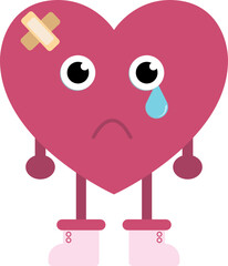 sad heart disease character cartoon