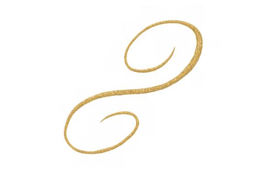 Gold glitter swirl flourish design element creating a decorative shiny frame line accent on transparent background - Powered by Adobe