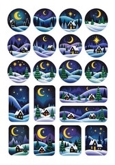 Cozy Winter Village Designs with Magical Nightscapes and Colorful Details