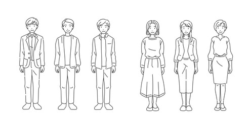 Fototapeta premium オフィスカジュアル 全身ポーズ モノクロスタイル