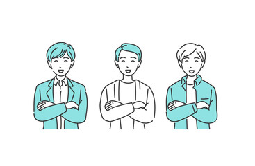 Naklejka premium オフィスカジュアルの男性 微笑む表情