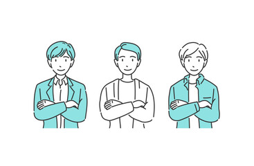 オフィスカジュアルの男性 腕を組むビジネスパーソン