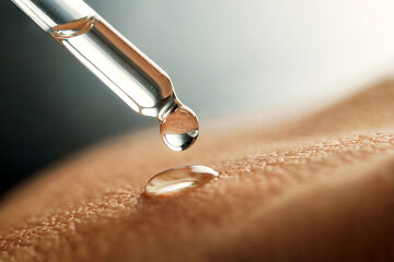 Hydrating Serum Drop on Smooth Skin Macro Beauty Concept