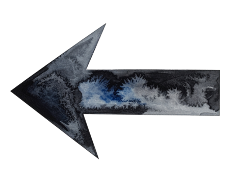 Schwarzer Pfeil mit Wasserfarben gemalt, isoliert auf weißem Hintergrund, Freisteller, Aquarell-Design - Powered by Adobe