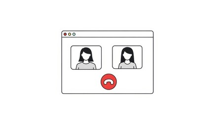 Illustrative interface displaying a video call between two faceless female figures