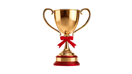 Shining gold winner's trophy cup icon isolated on white for a champion's successful achievement and first prize