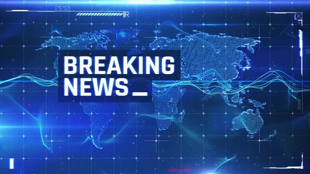 3D Digital World Map News Studio Background Animation of the words Breaking News Background. for news report and breaking news on world live report.