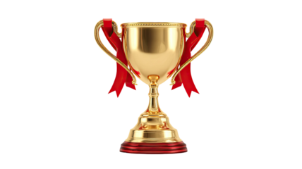 Isolated golden winner's trophy cup for success and achievement