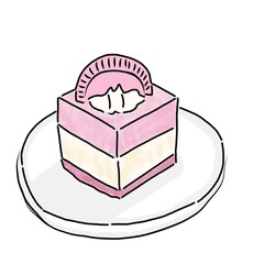 Delicious Pink Cake, Watercolor Style Dessert Illustration
 

