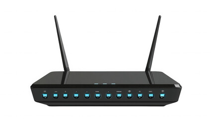 Modern wireless router isolated on transparent background for internet access