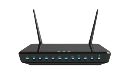 Modern wireless router isolated on transparent background for internet access