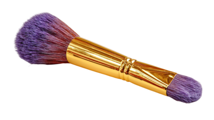 golden Makeup brushes and beauty cosmetic tools isolated on white background