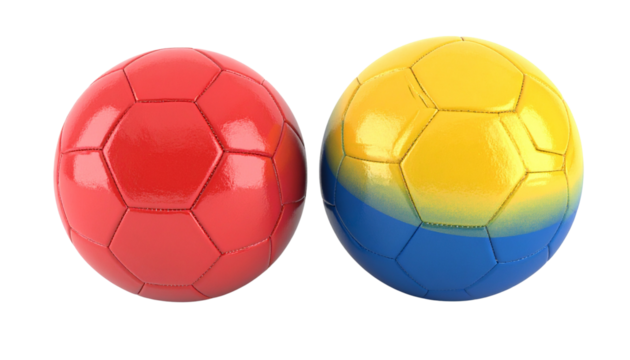 Set of Black and White Soccer Balls isolated on transparent background