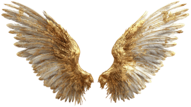 Golden angel wings illustration vector silhouette design for tattoo and decoration - Powered by Adobe