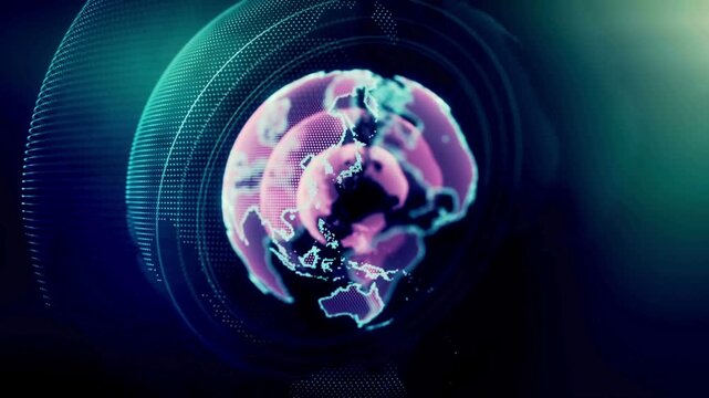 4k rotating red globe animation breaking news background for News Broadcasts. Textless broadcasting news animation footage Red World Map Background.
