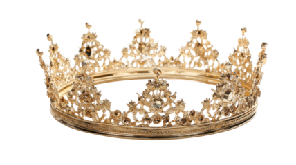 Luxury golden crown with jewels and diamonds isolated on white background