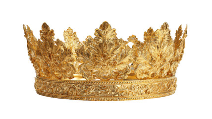 Obraz premium Golden crown ornament isolated closeup on white for holiday celebration and Christmas decoration