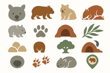 Wombat-Themed Icons and Symbols for Wildlife Appreciation and Conservation