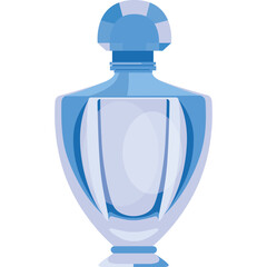 Elegant Light Blue Glass Perfume Bottle with Opaque Inner Chamber and Frosted Cap Isolated on White Background