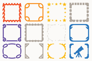 Space-Themed Decorative Frame Icons Collection