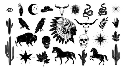 Western Silhouette Icons - Cowboy & Desert Vector Pack