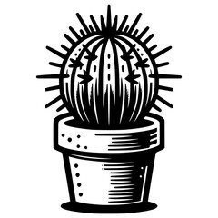 Cactus in pot vector icon with transparent background 