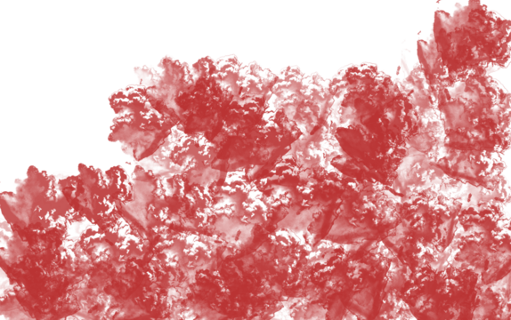 Abstract textured red organic shape with irregular edges background isolated on transparent background