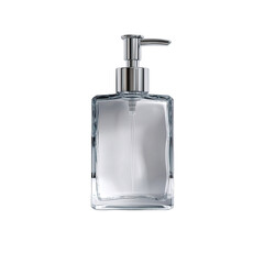 Obraz premium Clear glass dispenser w/ metal pump, isolated