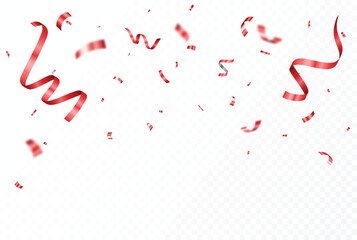 Falling Red Confetti Celebration. birthday, holiday and party element