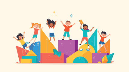 Fototapeta premium children playing and jumping