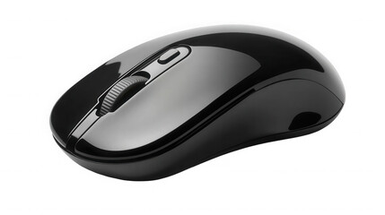 Black computer mouse isolated on transparent background for desktop use