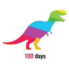 100 Days Dinosaur - Colorful T-Rex for Celebration