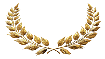 Golden laurel wreath award symbol with barley decoration
