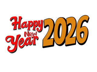 New Year, 2026, Celebration, Greeting, Holiday, Typography, Festive, Event, Annual, Occasion, hand-drawn, text effect, greeting card
