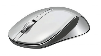 Silver wireless computer mouse isolated on transparent background for desktop pc