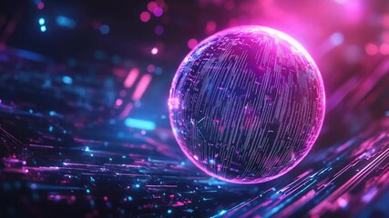 Glowing digital sphere transmitting data over futuristic network - Powered by Adobe