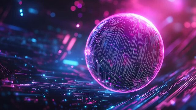 Glowing digital sphere transmitting data over futuristic network - Powered by Adobe