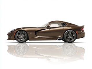 Naklejka premium Bronze Metallic Sports Car Profile on White Background