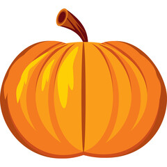 A Brown 32-193 Pumpkin With A Stalk And Transparent Background A Detailed Autumnal Object Rendered With Vibrant Orange Hues And Distinct Vertical Grooves Perfect For Seasonal Decorations And Fall