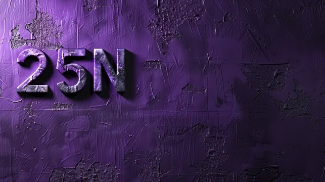 Purple texture with 25n text highlighting international day for the elimination of violence against women. Problems of sexual abuse, harassment, human trafficking, domestic violence rape. Copy space