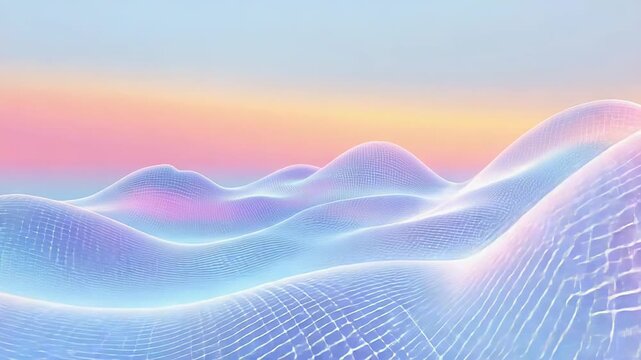 Abstract wireframe landscape creating a futuristic digital wave background