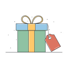 Illustration of a Wrapped Gift with a Tag.